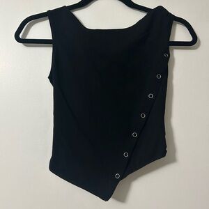 Princess Polly Asymmetrical Black Top with Button Snaps